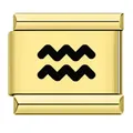 Maillon de bracelet italien en acier doré avec symbole du zodiaque Verseau - Verseau (ICK665)