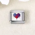 Italienisches Charm-Glied aus Edelstahl mit einem bunten tropfenden Herz-Laserdruck - Flüssiges Herz (ICZK807)
