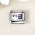 Italienisches Charm-Glied aus Edelstahl mit gravierten Gläsern und LOVE ME Text - Weinglas LOVE ME (ICZK826)