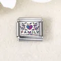 Italienisches Charm-Glied aus Edelstahl mit buntem Herz und FAMILY Gravur Design - FAMILY Herz (ICZK861)