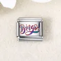 Italienischer Modul-Charm aus Edelstahl mit buntem Laser-graviertem Bingo-Schriftzug - Bingo Buchstabe (ICZK877)