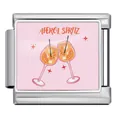 Dettaglio dell'illustrazione del cocktail Aperol Spritz su charm in acciaio rosa - Stile Brindisi Cocktail (ICP-JCAA0061-1)
