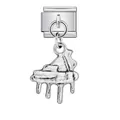 Detailed view of a silver-colored dripping piano charm for Italian modular bracelets. - Piano Style (ICG862) / Silver