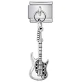 Detailed view of silver stainless steel electric guitar charm for Italian modular bracelet - Electric Guitar Style (ICG859) / Silver