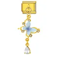 Módulo de charm italiano de acero dorado con colgante de mariposa azul y cristales finos - Estilo de Strass de Mariposa Azul Dorada (ICG687-3)