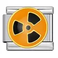 Maglia per bracciale italiano in acciaio inox con simbolo di radiazione giallo e nero. - Stile con Simbolo Radioattivo Argento (ICJ3206)