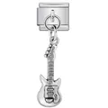 Guitar pendant charm for Italian modular bracelet in stainless steel silver finish - Electric Guitar Style (ICG855) / Silver