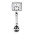 Detailed vintage style stainless steel microphone charm for Italian modular bracelets - Microphone Style (ICG857) / Silver