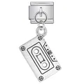 Silver cassette tape charm for Italian modular link bracelets in stainless steel - Cassette Tape Style (ICG851) / Silver
