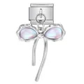 Eslabón de charm italiano en acero inoxidable con colgante de lazo iridiscente para pulseras - Estilo de Colgante de Lazo Iridiscente (ICG529-1) / Plateado