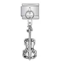 Vintage silver violin instrument charm for Italian modular stainless steel bracelet link - Violin Style (ICG852) / Silver