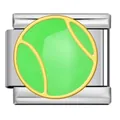 Charm pallina da tennis verde per bracciale modulare italiano in acciaio inossidabile - Stile con Motivo Tennis Argento (ICJ3199)