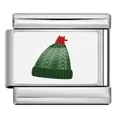 Maillon de bracelet modulaire italien en acier inoxydable avec motif bonnet de Noël - Style de Bonnet de Noël Tricoté (ICP-YC173)