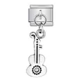 Silver musical instrument guitar charm for Italian modular stainless steel bracelet link - Guitar Style (ICG856) / Silver