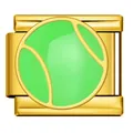 Maglia per bracciale italiano in acciaio dorato con charm a palla da tennis verde - Stile con Motivo Tennis Oro (ICJ3199-2)