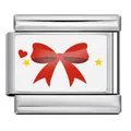 Maillon de bracelet italien avec nœud rouge de Noël et motif de cœur - Style de Noeud de Noël (ICP-YC176)