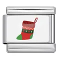 Maillon de bracelet italien en acier inoxydable avec motif de chaussette de Noël - Style de Chaussette de Noël (ICP-YC175)