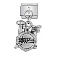 Drum set charm with musical notes on stainless steel Italian modular bracelet link. - Drum Kit Style (ICG860) / Silver