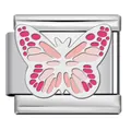 Eleganter pinker Schmetterling Edelstahl Italienische Charms für modulare Armbänder - Bunter Schmetterling Stil (ICJ689-6)