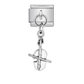 Italian charm link in stainless steel featuring a silver violin musical instrument pendant - Cello Style (ICG864) / Silver