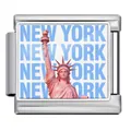Maglia per bracciale italiano in acciaio inox con Statua della Libertà e New York - New York (ICP-JCAA0072-1) / Argento