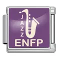 Purple MBTI ENFP personality type stainless steel modular Italian charm link with jazz saxophone - ENFP Campaigner (JFAA0017-1) / Silver