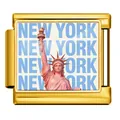 Charm modulare italiano in oro con Statua della Libertà e scritta New York. - New York (ICP-JCAA0072-2) / Oro
