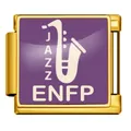 Gold stainless steel modular charm with purple ENFP personality saxophone design - ENFP Campaigner (JFAA0017-2) / Gold