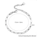 Silbernes Edelstahl-Büroklammerarmband, 17cm+5cm Länge mit Karabinerverschluss - Silbernes Armband (KAH416-2) / 17cm+5cm