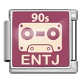 Stainless steel Italian charm link with ENTJ MBTI design and 90s cassette tape - ENTJ Commander (JFAA0018-1) / Silver