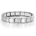 Bracelet à breloques italien modulaire en acier inoxydable argenté avec maillons étoiles - Chaîne de Base (ICH089-1) / Pentagramme jaune