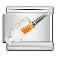 Silberne Krankenschwester-Spritze aus Edelstahl für Modularmband - Krankenschwester Spritze Stil (ICJ3526) / 1 Stück/Packung / ICJ3526 (Orange Spritze)