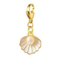 Elegante gouden schelp parel bedel met kreeftsluiting voor DIY tassen en schoenen - Pearl White Shell Style (LSP010-7)
