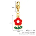 Prachtige rode emaille bloem hanger met gouden karabijnsluiting en groen blad detail - Rode Bloem (LSP007)