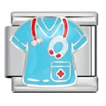 Italian modular charm in stainless steel featuring a detailed blue medical scrub design - ICJ3531 (Blue Scrubs)