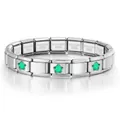 Bracelet à breloques italien modulaire en acier inoxydable avec étoiles vertes pour DIY - Chaîne de Base (ICH089-10) / Étoile à Cinq Branches Verte