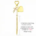 Elegante gouden hartvormige lippenstift nettas sleutelhanger met make-upspiegel - Gold Heart Mirror Bowknot Style (YSK002-3)