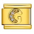 Charm modulare in acciaio dorato con lettera G e pietre scintillanti. - Lettera G (J3525) / Oro