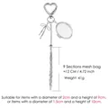 Lippenstift mesh sleutelhanger met hartsluiting, strik en spiegeltje - Silver Oval Mirror Bowknot Style (YSK003-1)