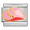 Italienisches Charm-Glied mit rosa Cowboyhut-Design, DIY-Armband aus Edelstahl - Rosa Cowboyhut (ICJ3407-1)