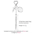 Elegante zilveren hart-sleutelhanger met strik, spiegel en netzakje voor lippenstift - Silver Oval Mirror Bowknot Style (YSK003-2)