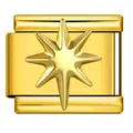 Italian modular charm link in gold stainless steel with raised eight-pointed star - Gold 3D Octagonal Star Style (ICJ3637-2)