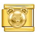 Vergoldeter 3D Bärenkopf Edelstahl-Modul-Charm für modische italienische Armbänder - 3D-Bärenkopf (ICJ3643)