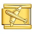 High-quality gold Italian modular charm for DIY bracelets with a detailed airplane motif - Gold Airplane (ICJ3664)
