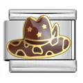 Vintage cowboy hat enamel charm link in stainless steel for modular bracelets - Five-Star Cowboy Hat (ICJ3411-2) / 1 Piece/Pack