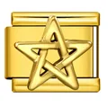 Gold-plated stainless steel Italian charm with a 3D five-pointed star for DIY bracelets - Gold Five-Pointed Star Style (ICJ3724)