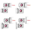 Stainless steel Italian charm links with pink zircon in 7.5mm to 14mm sizes - 7.5mm / Purple Zirconia (Pair)