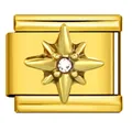 Gold stainless steel Italian modular bracelet charm with sparkling crystal star - Gold Rhinestone Octagonal Star Style (ICJ3727)