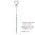 Zilveren lippenstift nettasje sleutelhanger met hartsluiting en 12-delige metalen kwast - Silver Heart Clasp Style (YSK006-3)