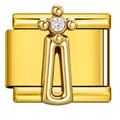 Elegant gold stainless steel Italian charm module with crystal for modular DIY bracelets - Gold Bar Rhinestone Style (ICJ3737)